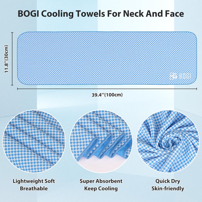BOGI Cooling Towel, Cooling Towels for Neck and Face-40"x12"-Ice Towel for Instant Cooling, Soft Breathable Chilly Towel, Stay Cool for Yoga, Sport, Gym, Workout, Camping & More Activities (Blue) - Image 2
